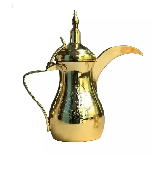 Arabic Style Best Prices Polished Dallah Coffee Pot for Serving Coffee Tea Milk Dallah Pot Gold Metal Color Box CLASSIC 100pcs