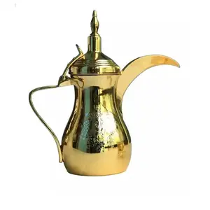 Arabic Style Best Prices Polished Dallah Coffee Pot for Serving Coffee Tea Milk Dallah Pot Gold Metal Color Box CLASSIC 100pcs