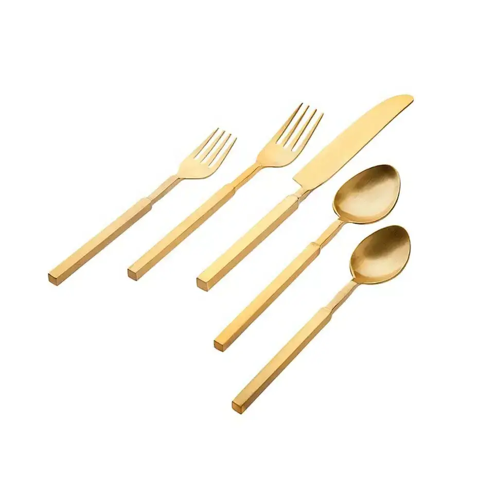 304 Food High-Grade Creative Design Cutlery Stainless Steel Dinner Spoon Fork Knife Flatware Set Hot Selling Trending Gold Set