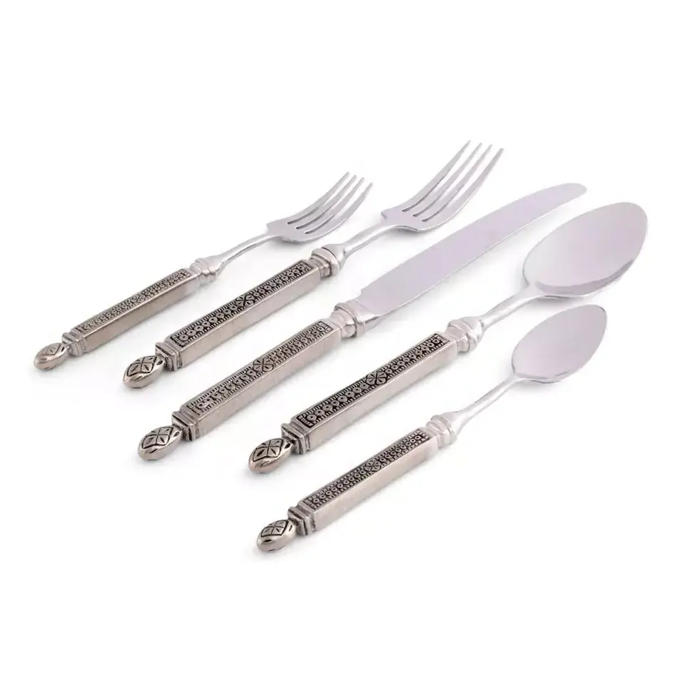 304 Food High-Grade Creative Design Cutlery Stainless Steel Dinner Spoon Fork Knife Flatware Set Hot Selling Trending Gold Set