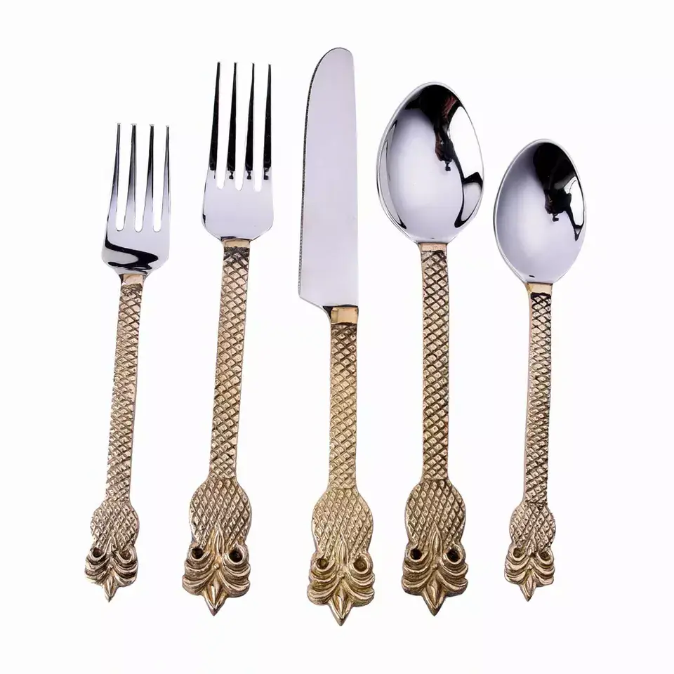 304 Food High-Grade Creative Design Cutlery Stainless Steel Dinner Spoon Fork Knife Flatware Set Hot Selling Trending Gold Set