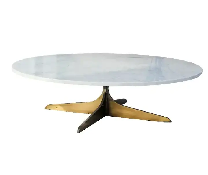 Modern Vintage Smart Brass Frame Two Tier Living Room Furniture Marble Top Round Long Luxury Nesting Coffee Centre table