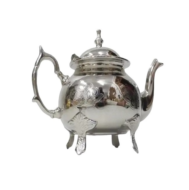 Latest Design New Look Handmade Brass Moroccan Teapot With Gold Silver Finishing Modern Style Indian Brass Coffee & Tea Pot