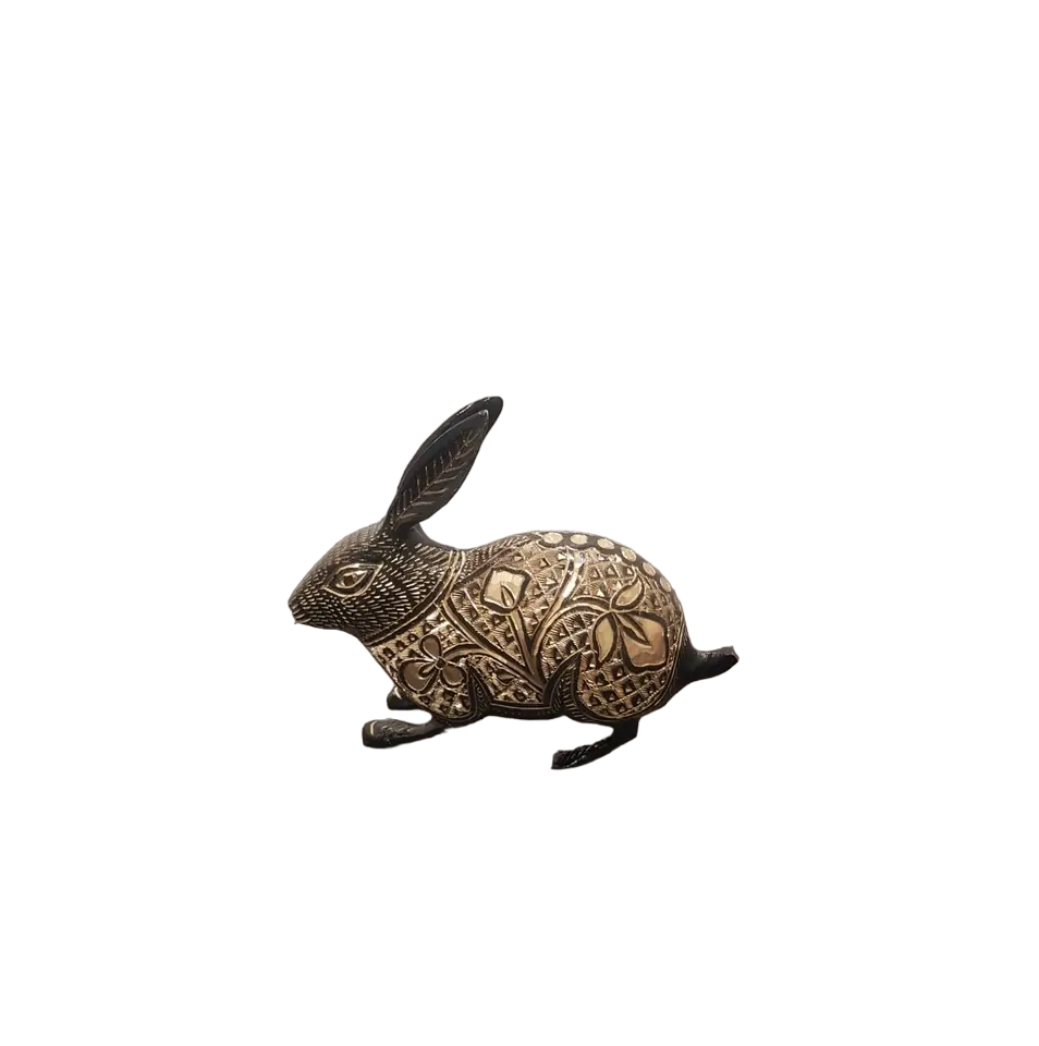 Brass Rabbit Statue Sculpture Wild Animals Ornaments Desktop Display Decorative For Household Handcrafted Statue In Wholesale