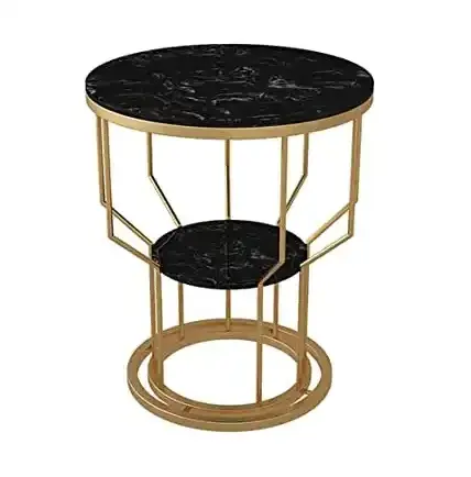 Modern Vintage Smart Brass Frame Two Tier Living Room Furniture Marble Top Round Long Luxury Nesting Coffee Centre table