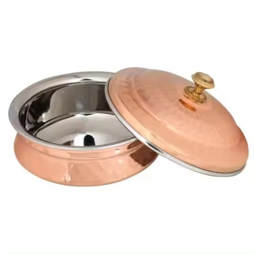 Hammered Design Copper Metal Cooking Pot With Brass Handle Handles For Restaurants Tabletop Cookware Sets In Wholesale Price