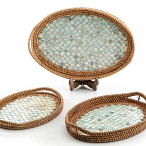 MOP Standard Quality Mother of Pearl and Jute Tray for Home Parties Serving Nuts Fruits MOP Trays Platter In Wholesale Price