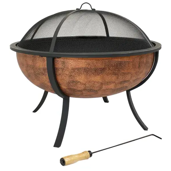 Outdoor And Indoor Cast Iron Fire Pit With Metal Stand Heavy Duty Wrought Iron Round Shape Fire Pit In Bulk In Copper Look