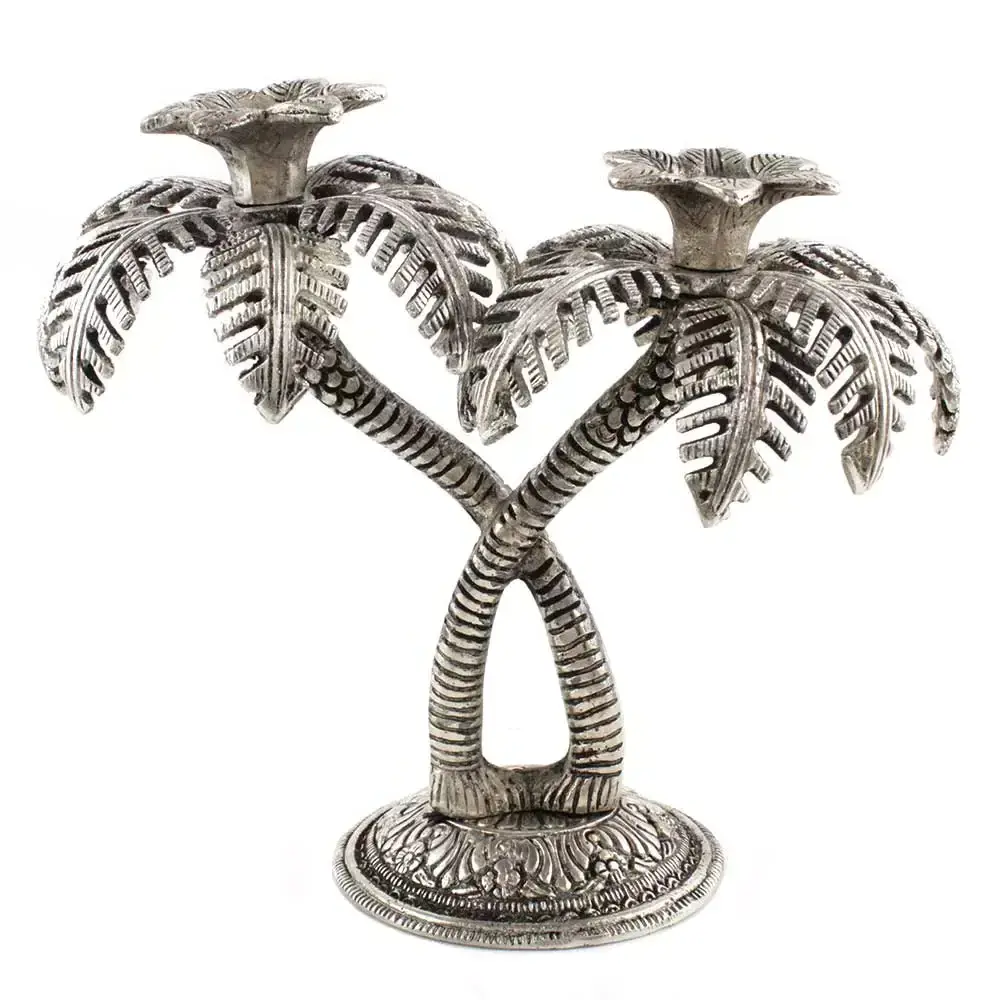 High Quality New Design Palm tree design candle stand with Silver plated of metal at cheap price good quality candle holder