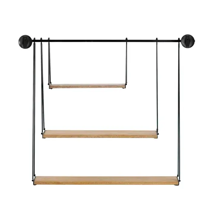 Latest Multi-Tier black Wood Metal Frame Wall Mounted Floating Shelves High Selling Quality Modern Look Shelf/Shelves For Decor