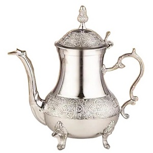 New Look Hand Engraved Silver Plated Arabic Dallah Coffee Holder Pot Collectible Brass Handmade Large Dallah Coffee Maker Warmer