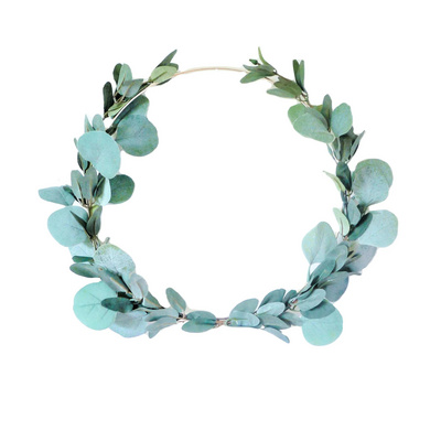 Blue Colour Flower & Leafs Round Metal Design Wreath for Front Door Wall Window Garden Areas Party Decoration