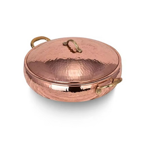 Copper Metal Made High Quality Cooking Pot Copper Hammered Food Serving Hot Pot With Brass Handle