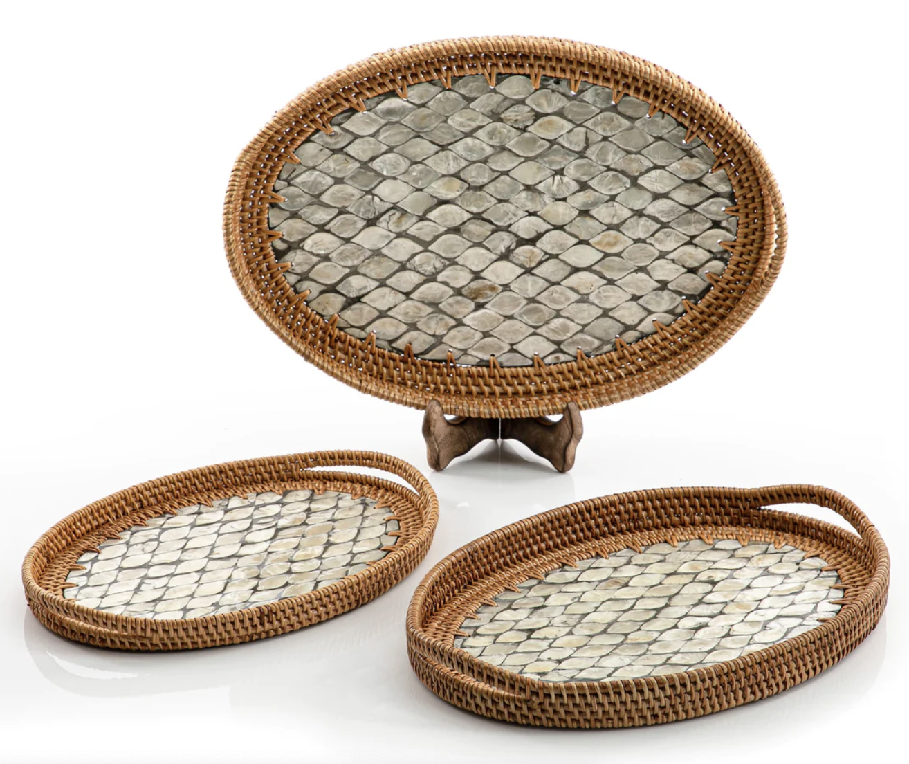 MOP Standard Quality Mother of Pearl and Jute Tray for Home Parties Serving Nuts Fruits MOP Trays Platter In Wholesale Price