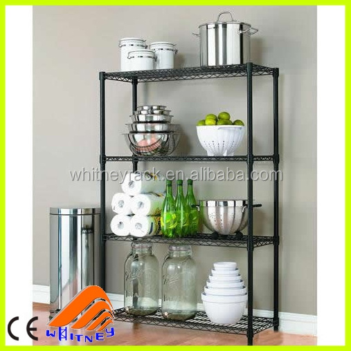 Black metal wire kitchen rack,NSF kitchen rack,pantry shelving