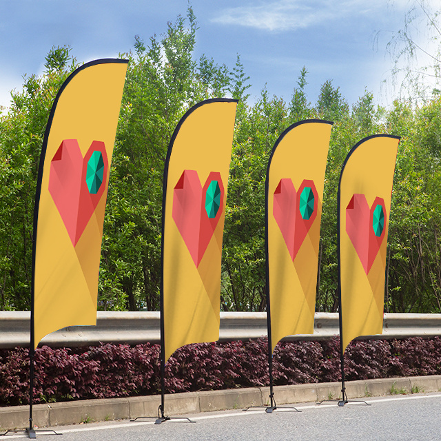 Wholesale Fast delivery feather flag  printing outdoors promotion flying banner feather flag outdoor beach flag stand