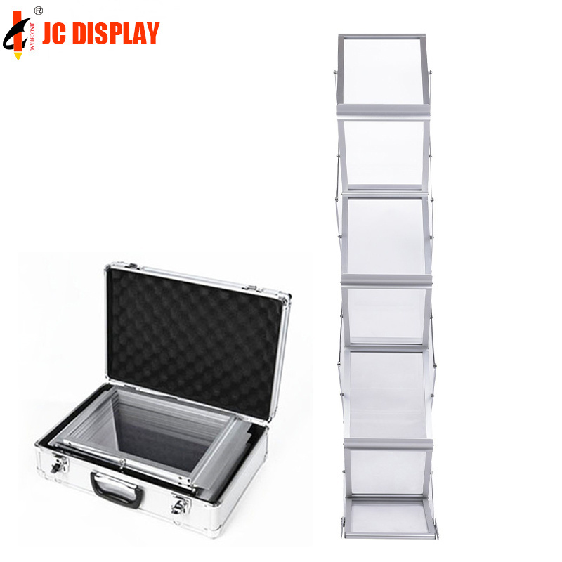 Floor Standing Aluminum Magazine Shelf For Exhibition Brochure Holder Stand