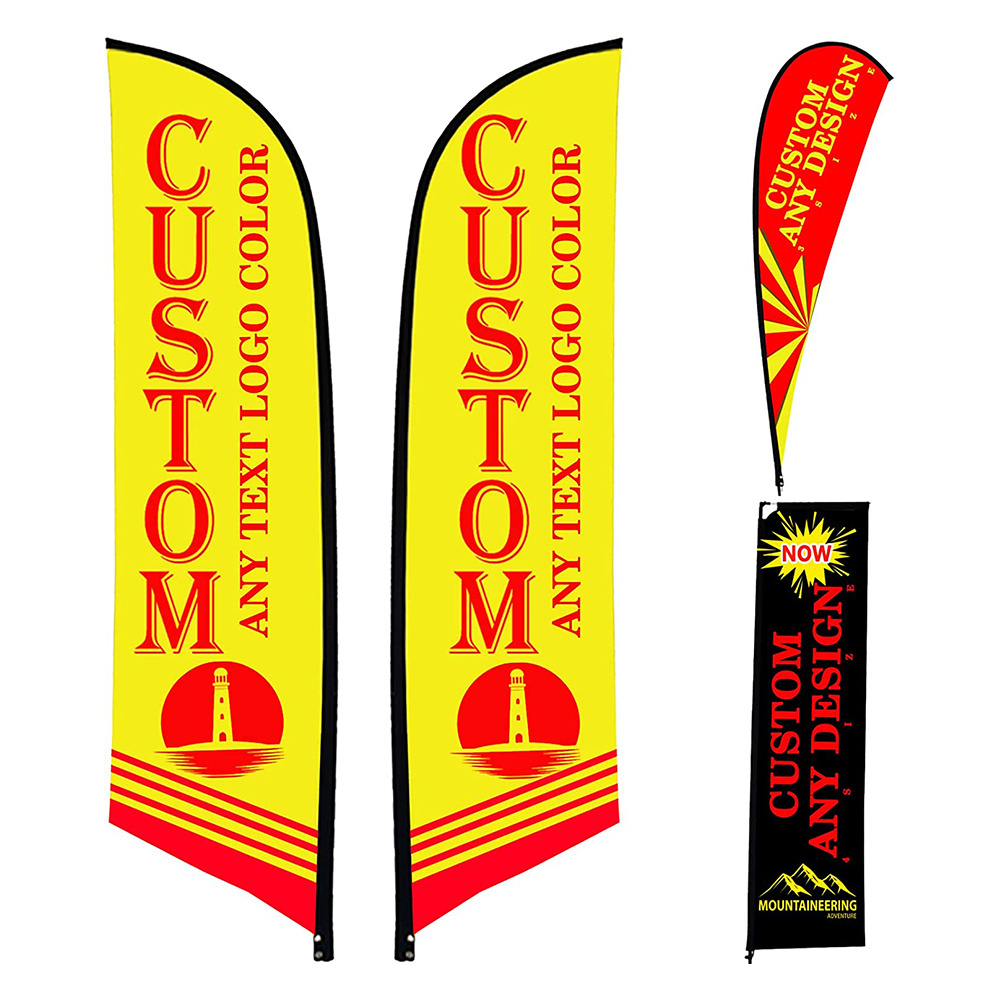 Wholesale Fast delivery feather flag  printing outdoors promotion flying banner feather flag outdoor beach flag stand