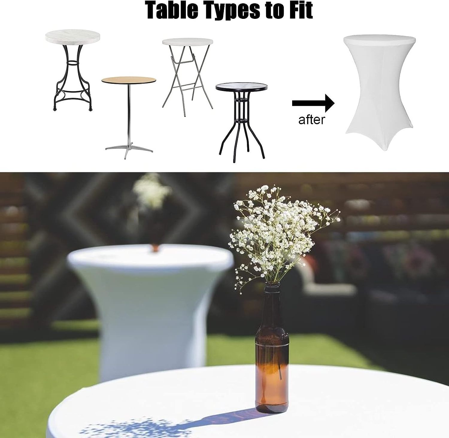 Spandex Table Covers, Fitted Round Cocktail Tablecloth, Stretch Highboy Table Cover Cloth