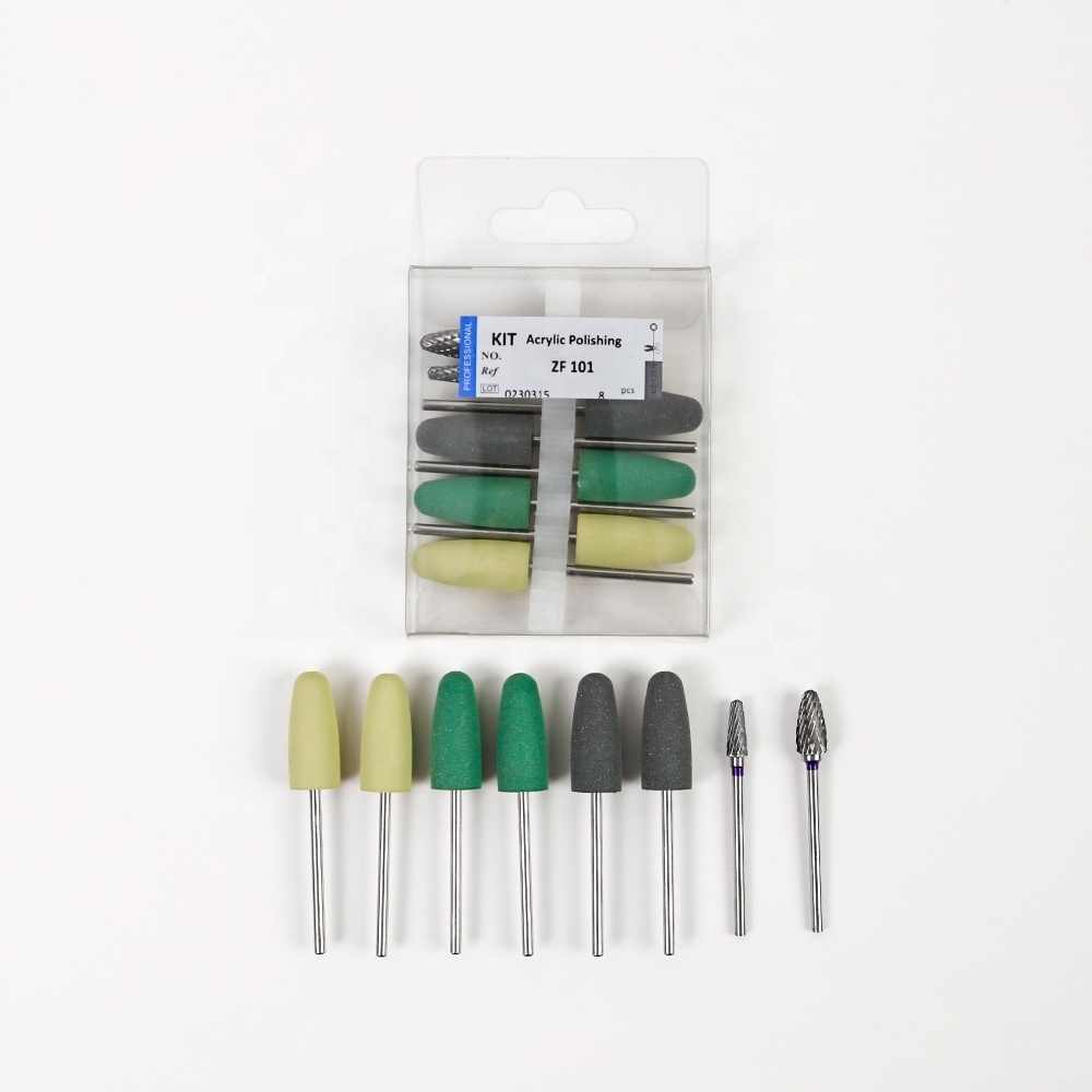 Dental Lab Acrylic Polishing Kit with Tungsten Steel Burs and Silicone Rubber Polishers