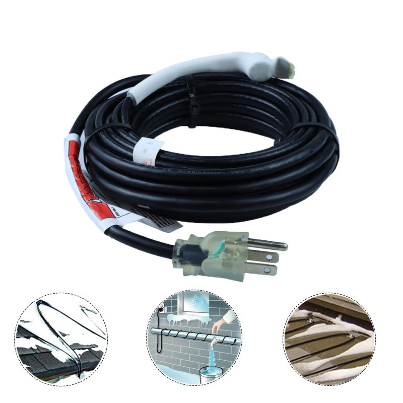 water pipes freezeproofing heat tracing cable heating antifreeze cable with thermostat 120V 80feet