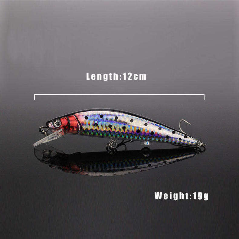 JIEMI OEM New style 120mm 19g USB Rechargeable Fishing Lures Flashing LED Light Twitching Hard Bait Electric Hard Minnow Lure