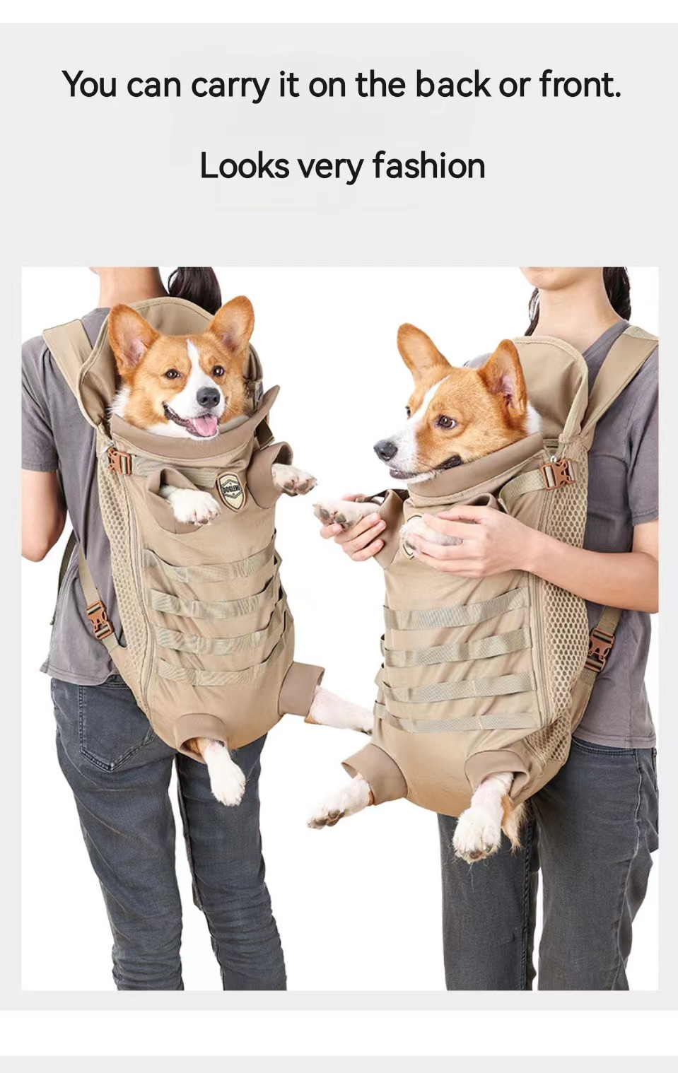 Going Out Portable Four-legged Large Medium-sized Dog Corgi Breathable Pet Tactical Backpack pet dog backpack travel carrier