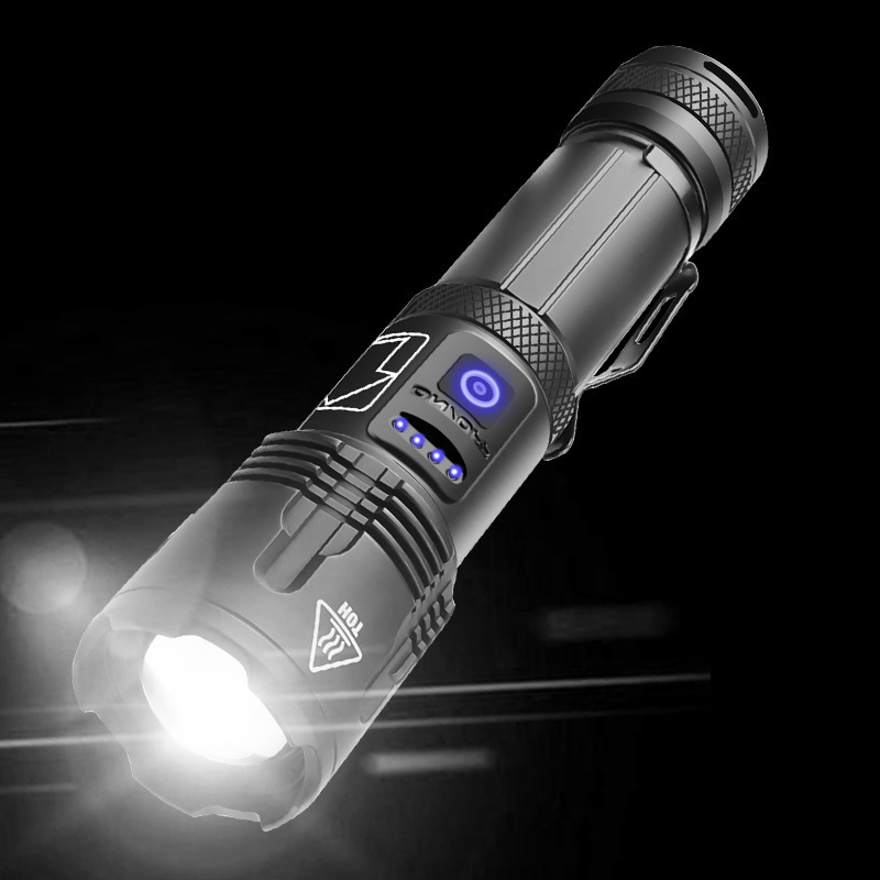 JinTeng New Arrival Strong Light Flashlight Rechargeable Five Modes Attached Hook Strong Tactical Flashlight