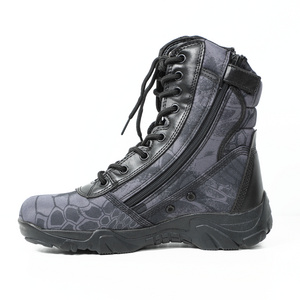 Leather Black Combat Tactical Water Resistant Non Slip Boots For Men