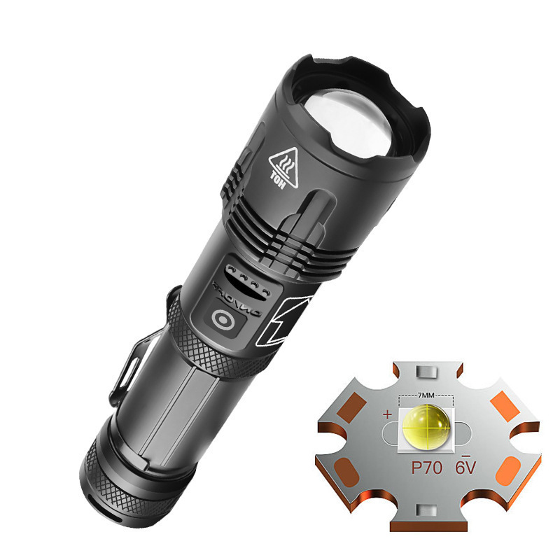 JinTeng New Arrival Strong Light Flashlight Rechargeable Five Modes Attached Hook Strong Tactical Flashlight