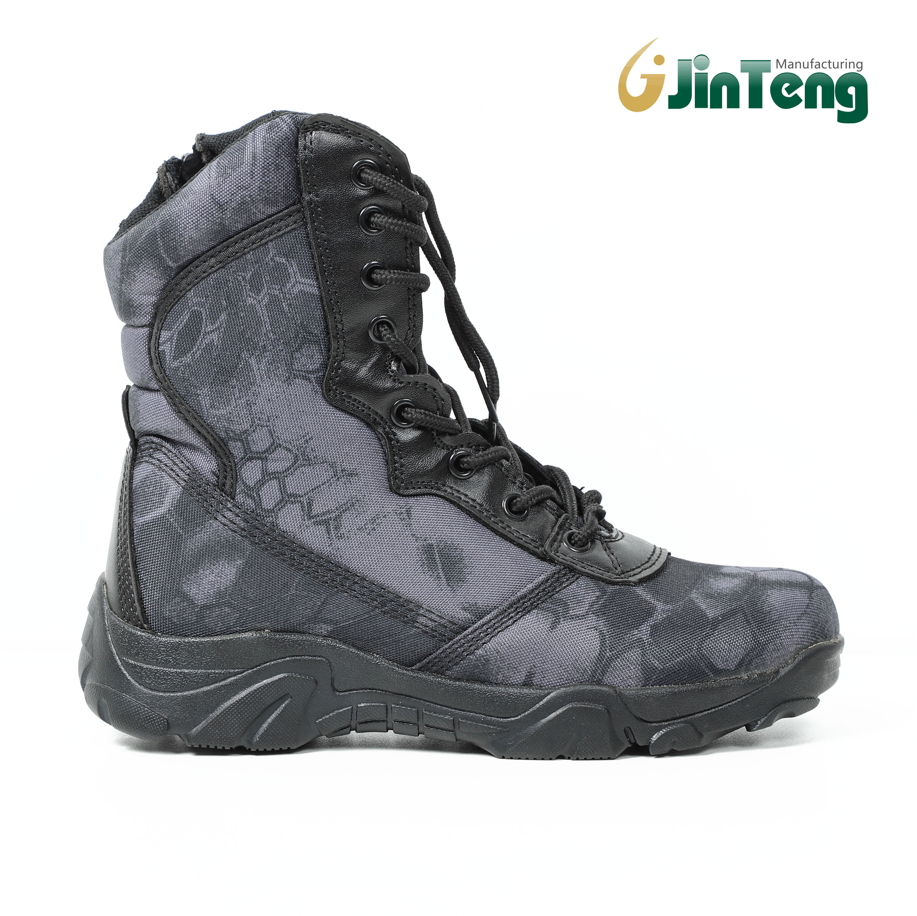 Leather Black Combat Tactical Water Resistant Non Slip Boots For Men