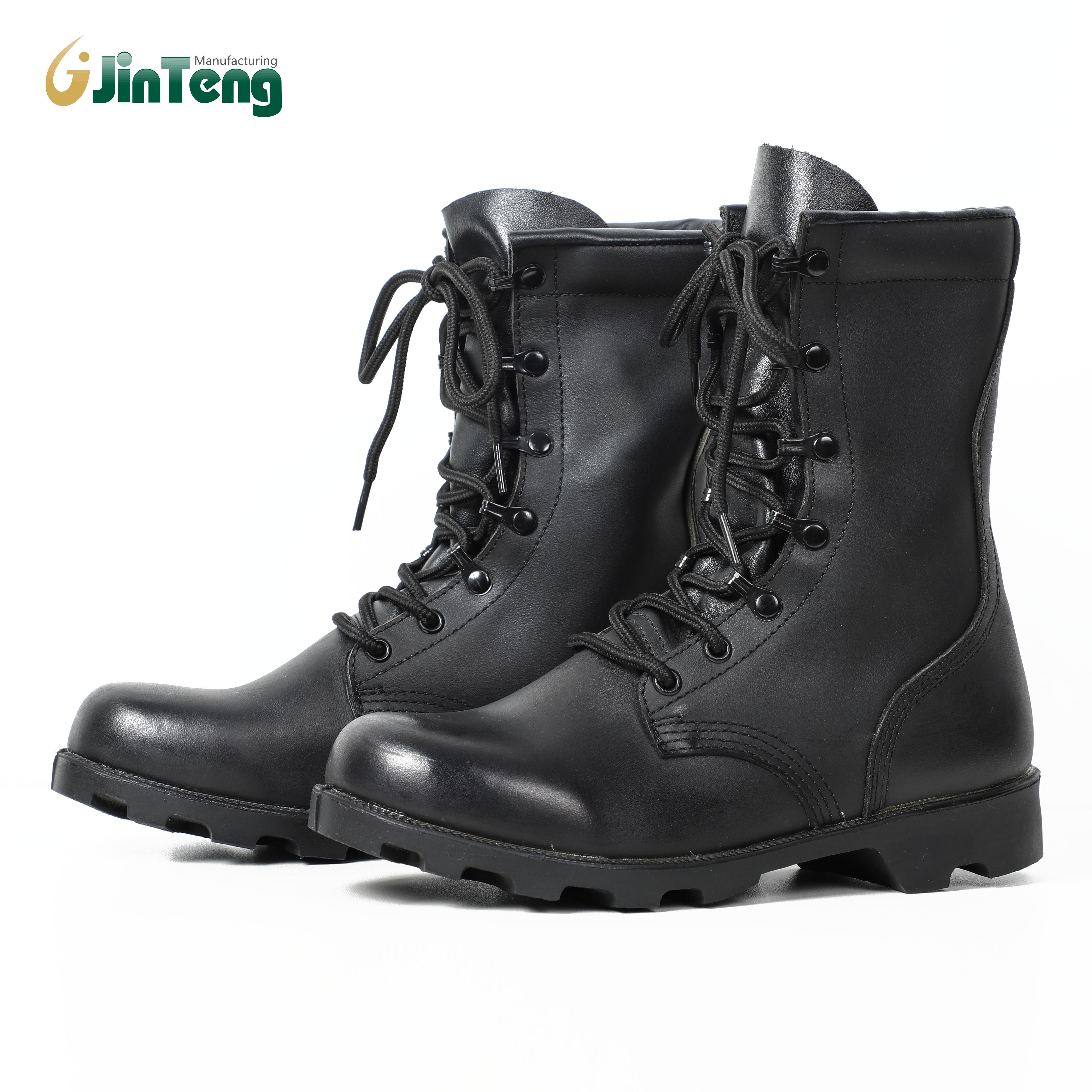 JinTeng High Quality Camping Waterproof Rubber tactical  Leather Boots Tactical Men Desert Jungle Safety Shoes Sale