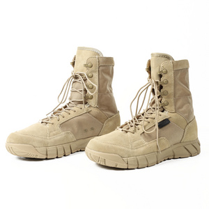 Men's Khaki Suede Leather Training Tactical Boots Desert