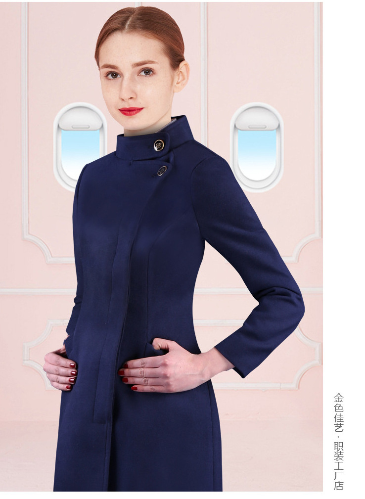 Airline Uniform For Women Air Pilot Stewardess Hostess Cabin Crew Flight Attendant Airlines Uniforms Luxury Dark Blue Coat