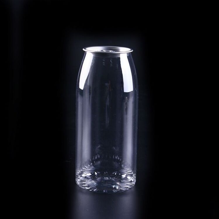 330 500 650ml 53mm 202  Custom PET Transparent Soft Drink Can Plastic Soda Can Beverage Cans With Easy Open End