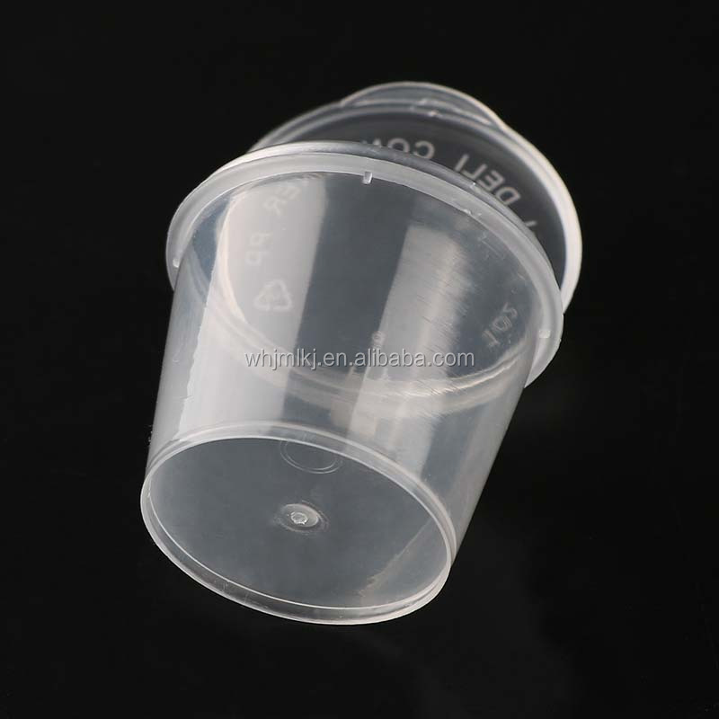 1oz 25ml Disposable Plastic Condiment Jello Salad Sauce Shot Cups Small Portion Condiment Container With Lid