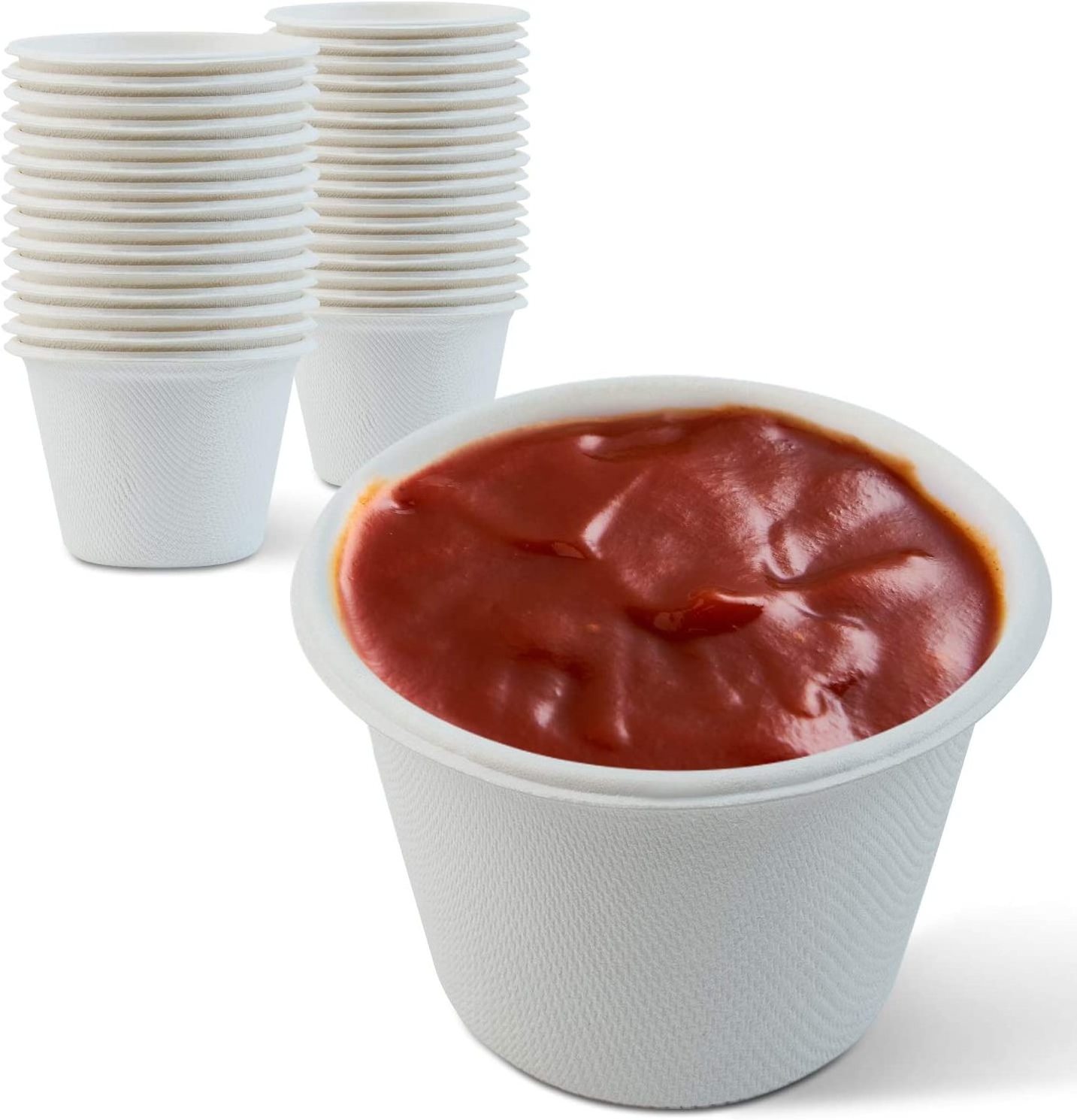 120ml 4 oz Bagasse Compostable Cups Biodegradable Sugarcane Fiber Sauce Seasoning Tasting Cup