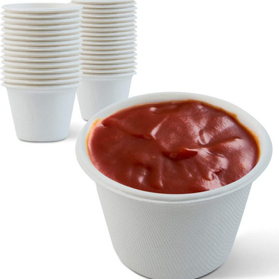 120ml 4 oz Bagasse Compostable Cups Biodegradable Sugarcane Fiber Sauce Seasoning Tasting Cup