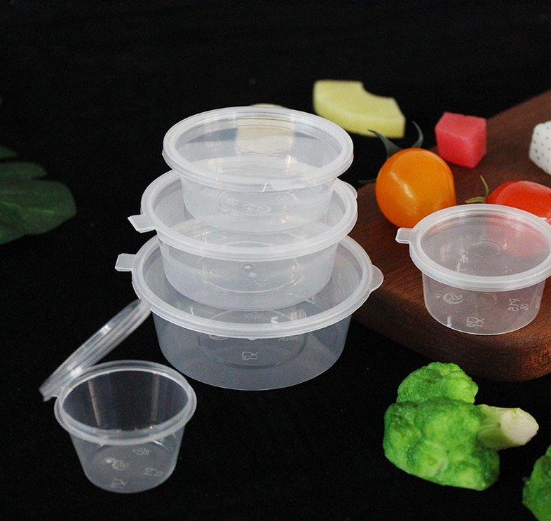 Free Sample 1oz 1.5oz 2oz 3oz 4oz  Deli Container Dipping Chili Take Out PP Plastic Disposable Sauce Portion Cup with Hinged Lid