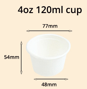 120ml 4 oz Bagasse Compostable Cups Biodegradable Sugarcane Fiber Sauce Seasoning Tasting Cup