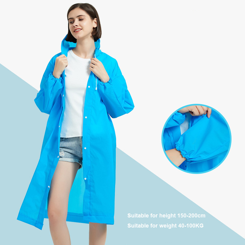 Raincoat EVA Disposable Rain Poncho with Elastic Cuff Waterproof Lightweight Adult raincoats