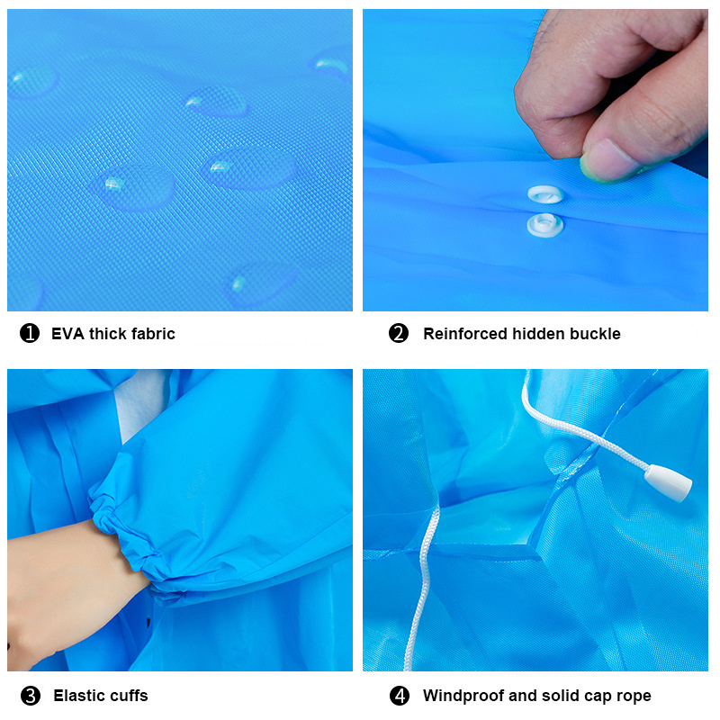 Raincoat EVA Disposable Rain Poncho with Elastic Cuff Waterproof Lightweight Adult raincoats