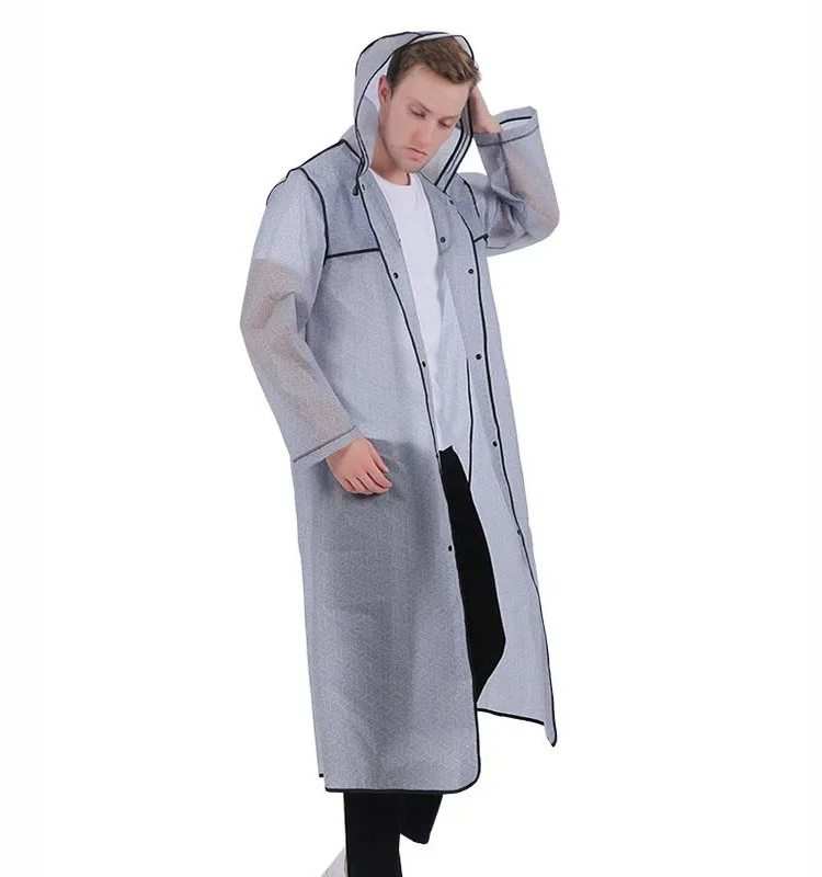 Hot sale Long Raincoat EVA Plastic Waterproof Rain Jacket for Men Women