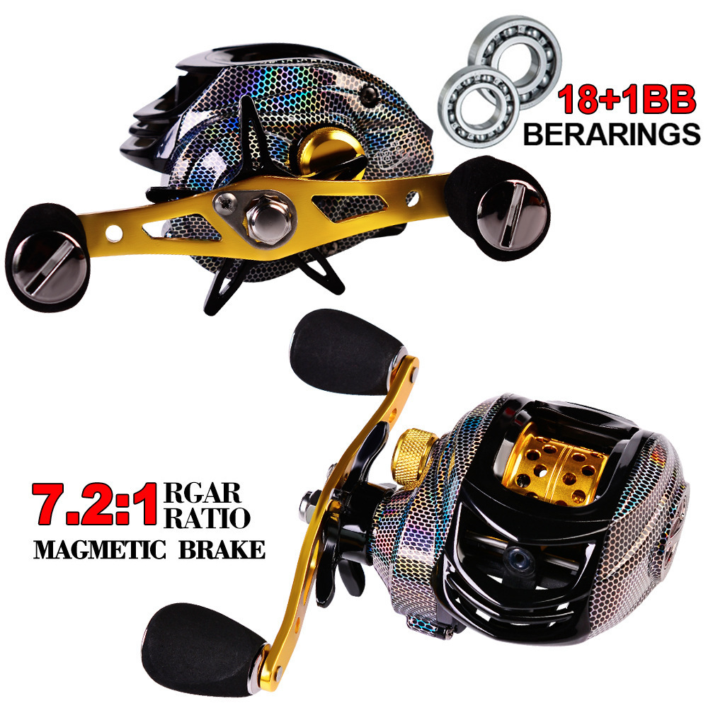 Ultra light Fishing Reel 18+1BB 10 kg Drag Magnetic Break 7.2:1 Gear Bait Casting Baitcasting Saltwater