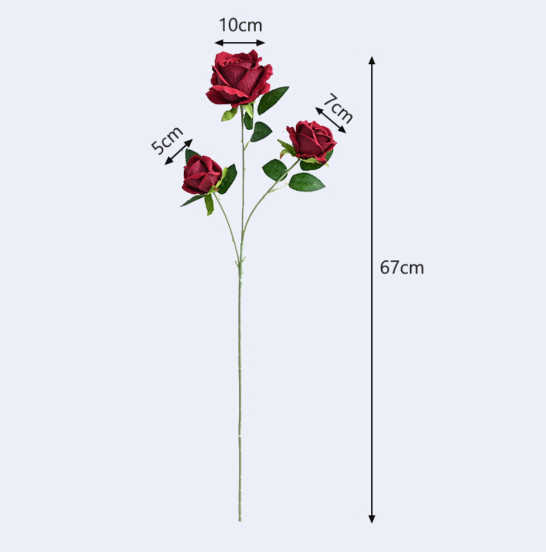 67cm Flores Artificiales Wedding Flower Bouquet Arrangement Floral Silk Wedding Artificial Red White Rose Decorative Flower