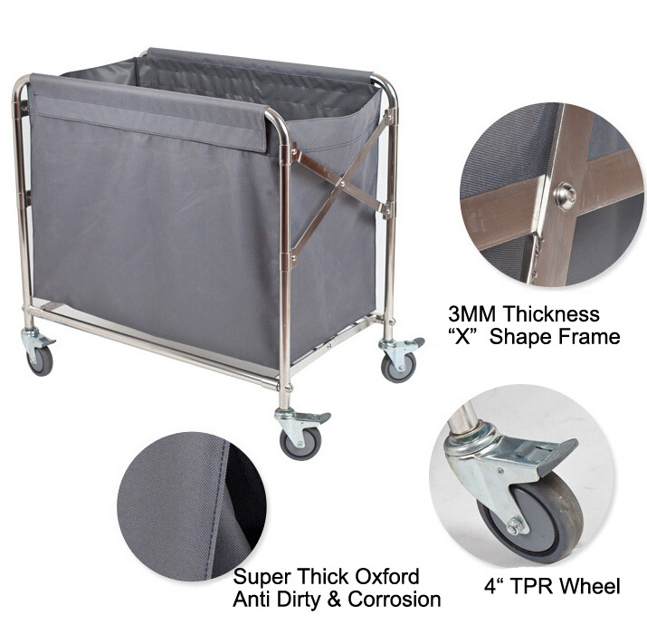 Stainless Steel Hotel  Easy-assemble laundry trolley housekeeping linen trolley