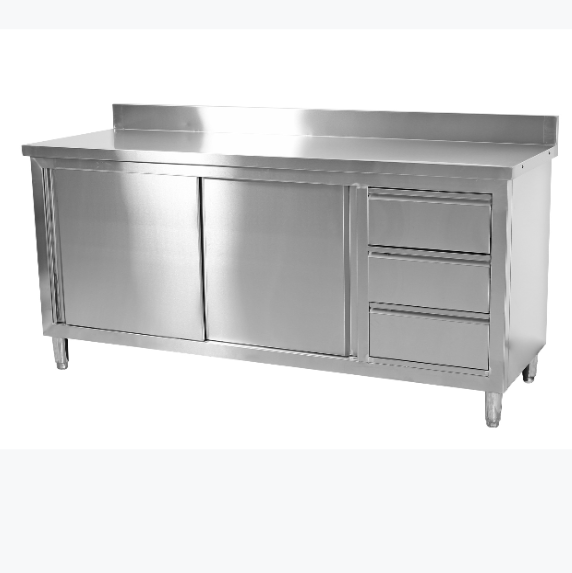 Stainless steel Furniture Work table with cabinet, Cupboard with drawer