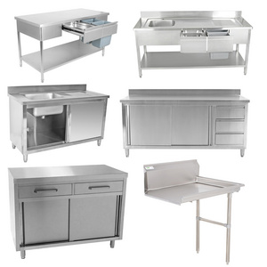 Stainless steel Furniture Work table with cabinet, Cupboard with drawer