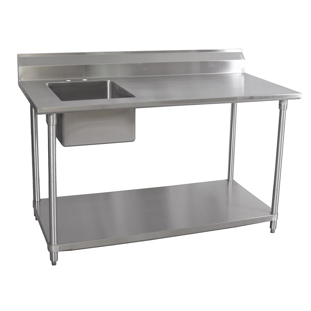 Wholesales kitchen fridge table modern style stainless steel table with sink