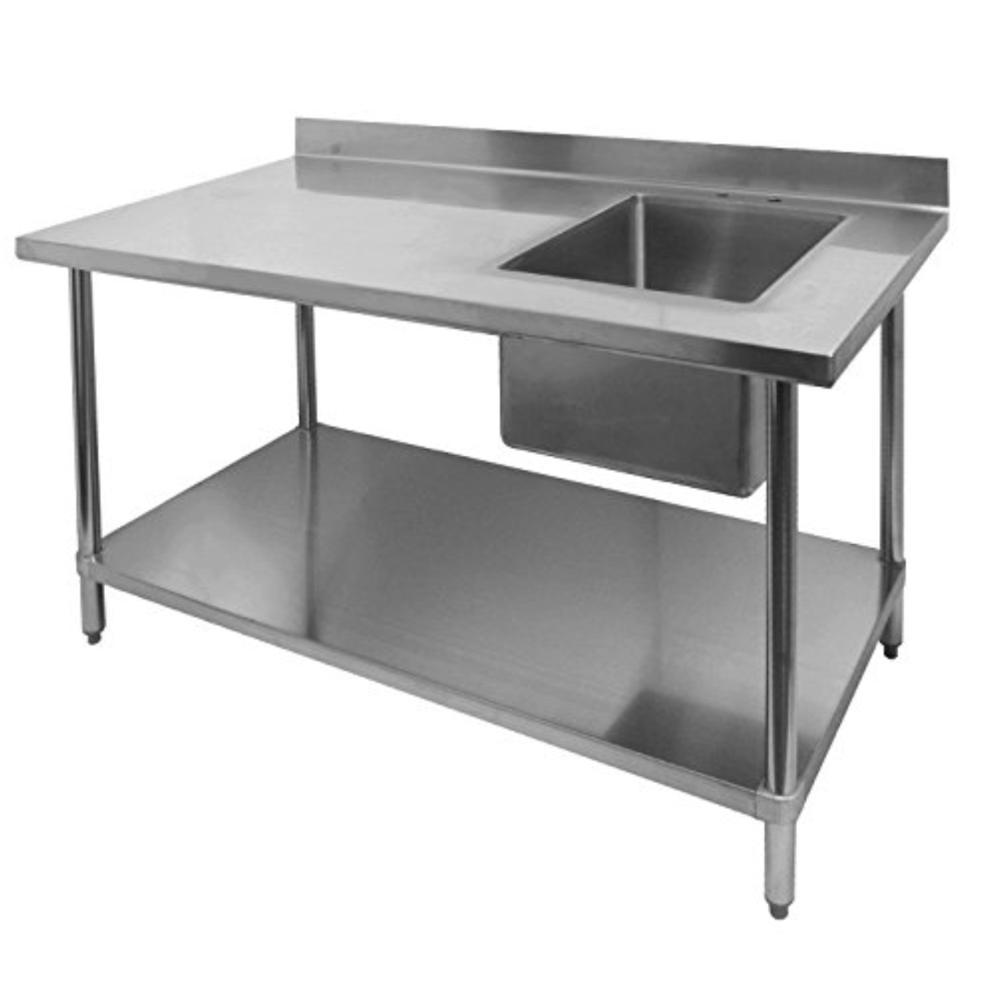 Wholesales kitchen fridge table modern style stainless steel table with sink